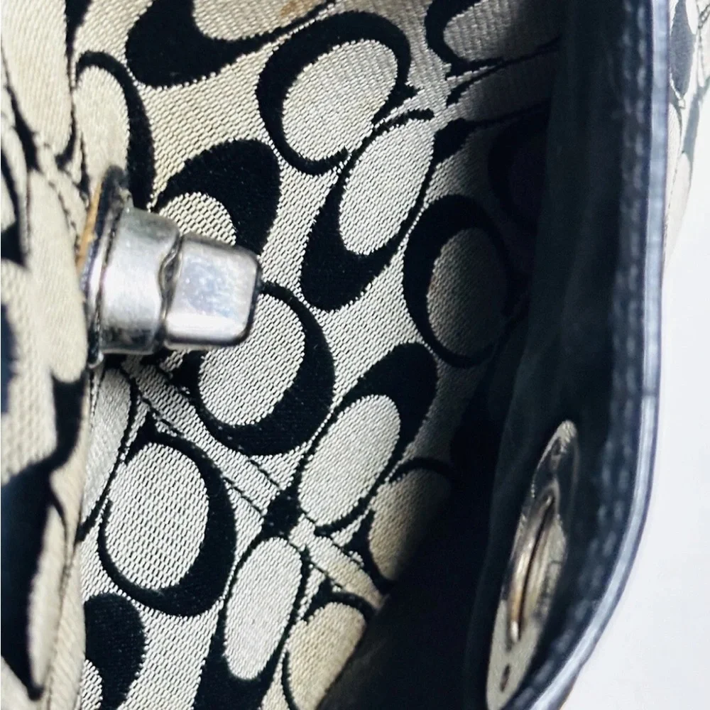 Coach Black and Tan Signature Shoulder Bag